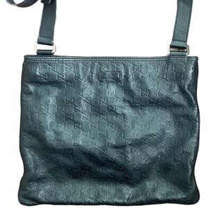 Gucci Guccissima GG Monogram Black Leather Crossbody Bag 201446